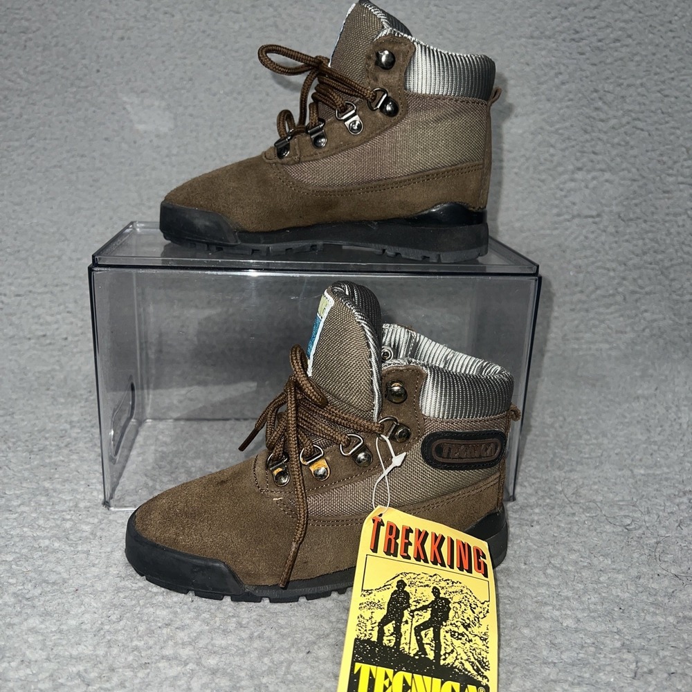 NWT Tecnica Trekking Boots Youth Sz 11‎ Brown Suede Leather Ankle Hiking VTG